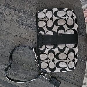 Coach Gray Signature Jacquard Zip Pouch Wristlet